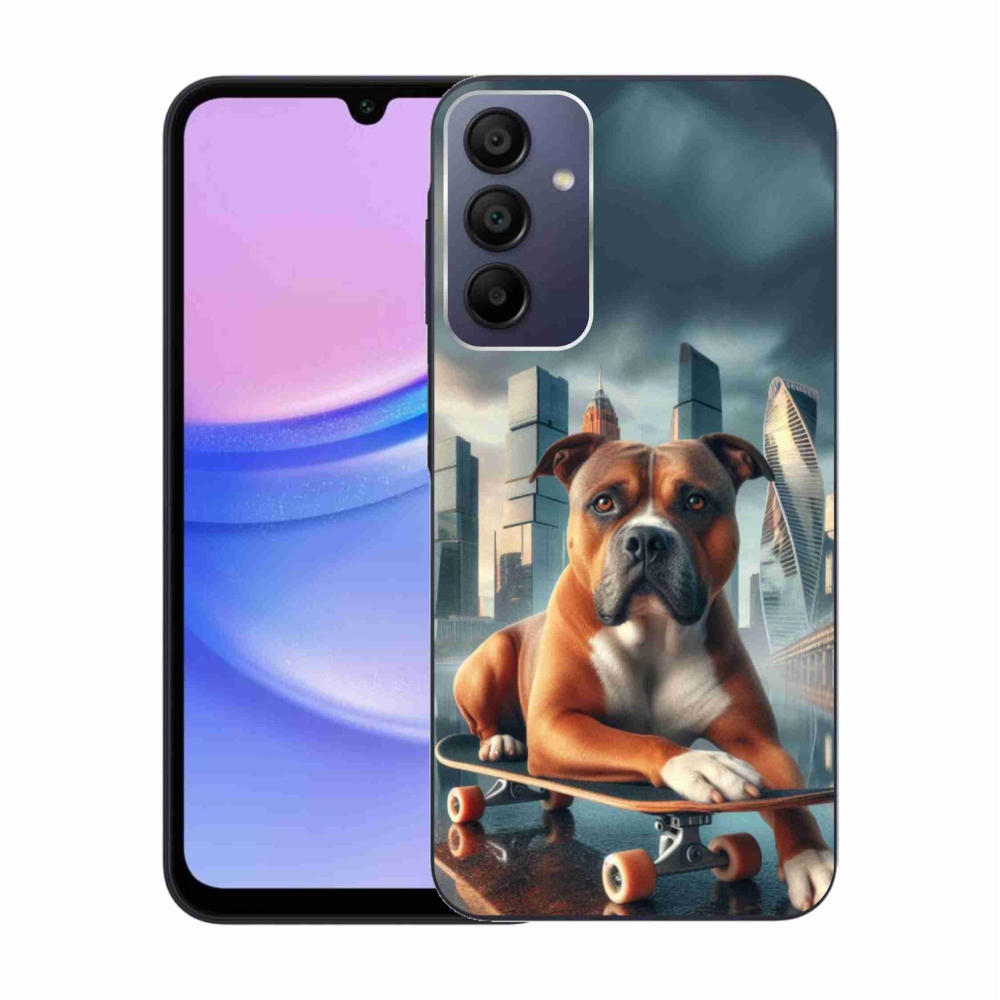 Gél borítás mmCase Samsung Galaxy A15 4G/5G készülékhez - kutya gördeszkán