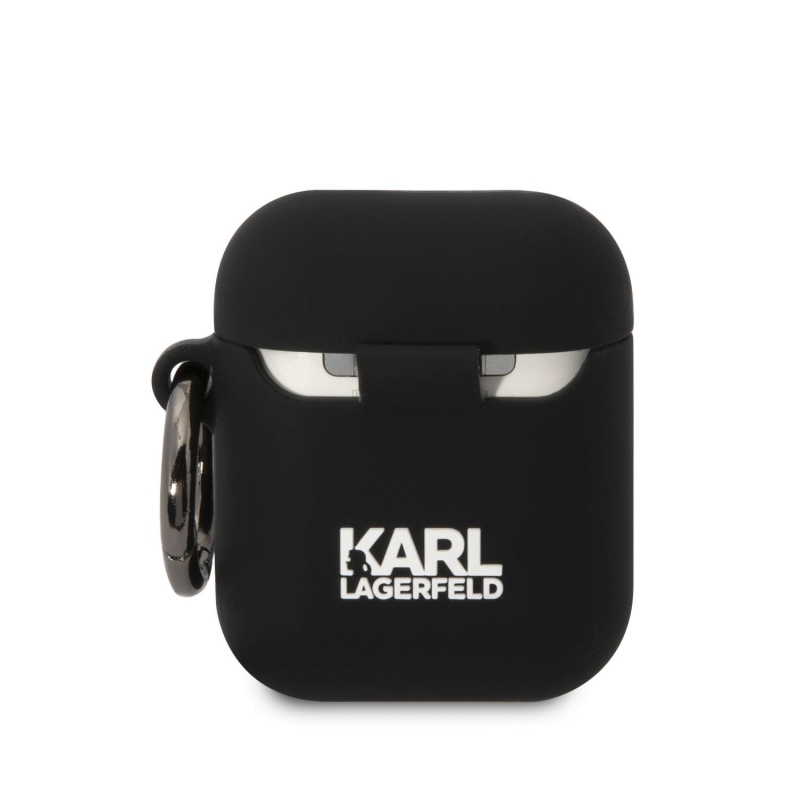 Karl Lagerfeld 3D Logo NFT Karl és Choupette szilikon tok az AirPods 1/2-hez Fekete