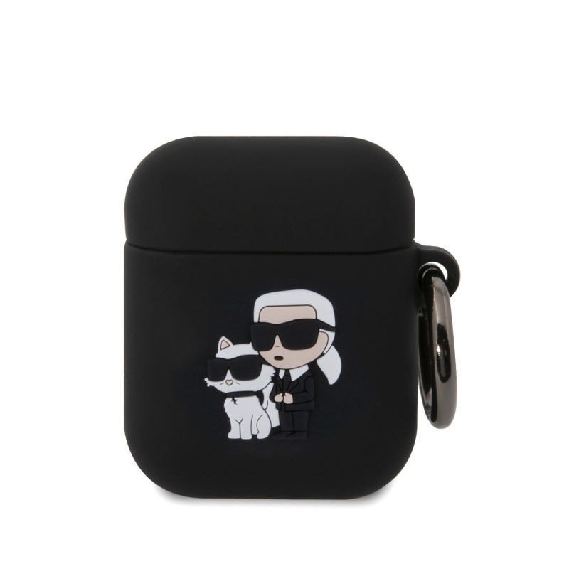 Karl Lagerfeld 3D Logo NFT Karl és Choupette szilikon tok az AirPods 1/2-hez Fekete