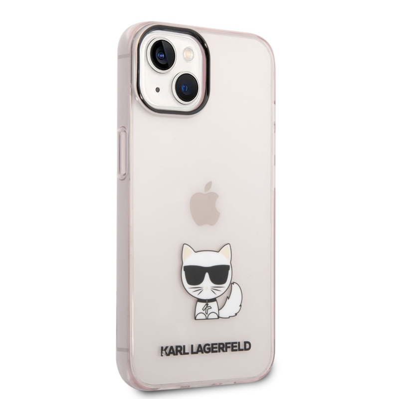 Karl Lagerfeld Choupette logós hátlap iPhone 14 Plus rózsaszínhez