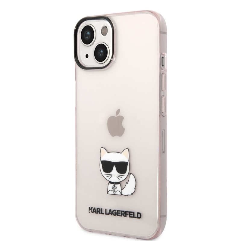 Karl Lagerfeld Choupette logós hátlap iPhone 14 Plus rózsaszínhez