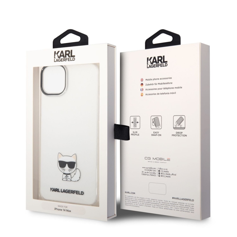 Karl Lagerfeld Choupette logós hátlap iPhone 14 Plus készülékhez átlátszó