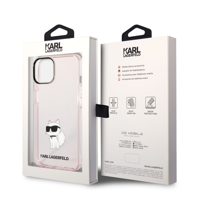 Karl Lagerfeld IML Choupette NFT hátlap az iPhone 14 Plus rózsaszínű modellhez