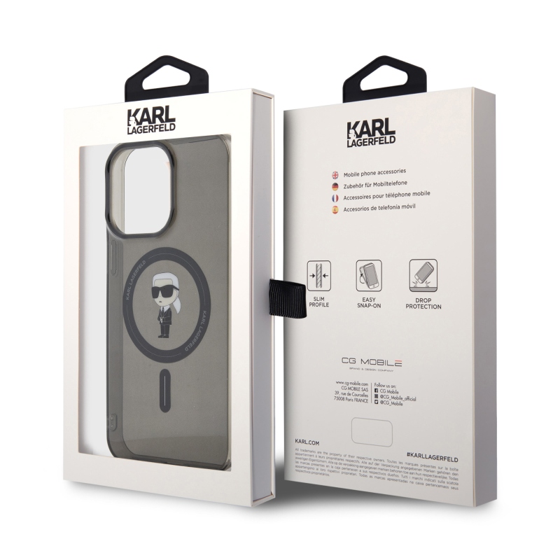 Karl Lagerfeld IML IML Ikonik MagSafe hátlap iPhone 15 Pro Max készülékhez Fekete