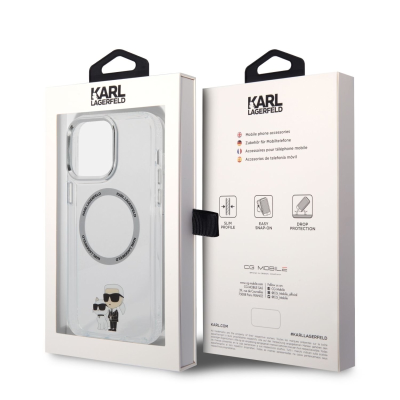 Karl Lagerfeld IML Karl és Choupette NFT MagSafe hátlap az iPhone 13 Pro Max átlátszó hátlapjához
