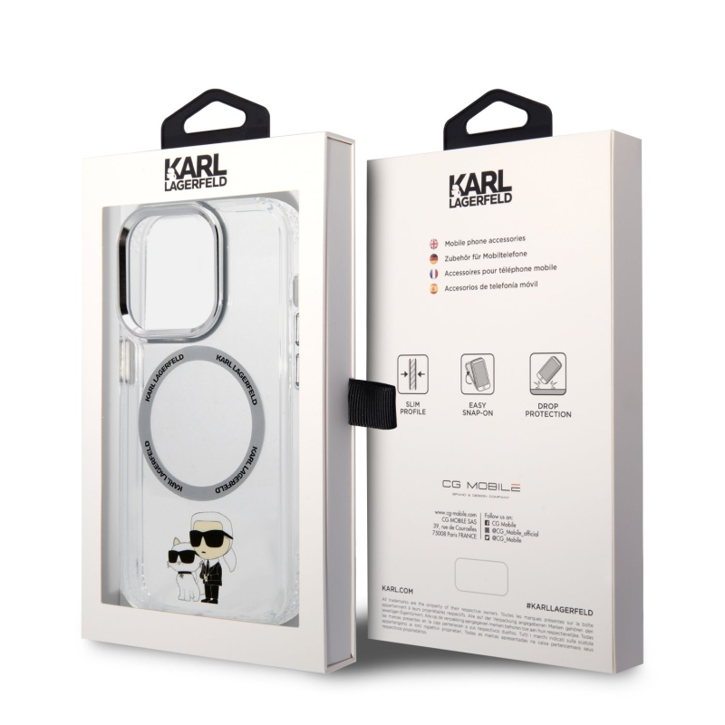 Karl Lagerfeld IML Karl és Choupette NFT MagSafe hátlap iPhone 13 Pro készülékhez - átlátszó