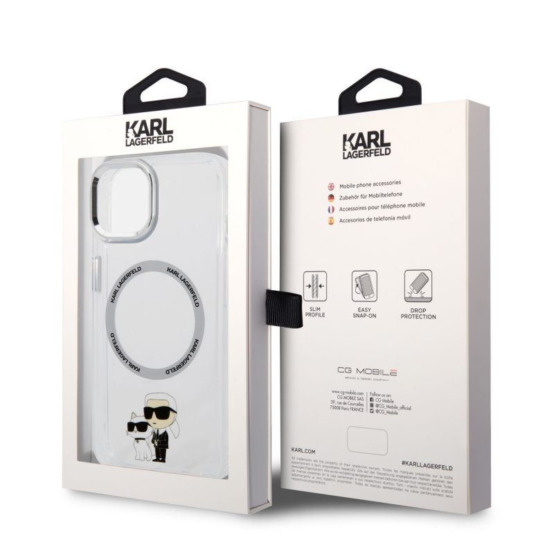 Karl Lagerfeld IML Karl és Choupette NFT MagSafe hátlap iPhone 13 készülékhez - átlátszó