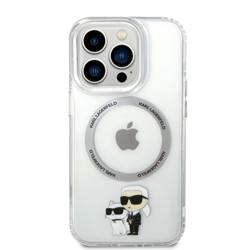 Karl Lagerfeld IML Karl és Choupette NFT MagSafe hátlap az iPhone 14 Pro átlátszó hátlapjához