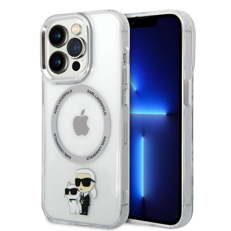 Karl Lagerfeld IML Karl és Choupette NFT MagSafe hátlap iPhone 15 Pro Max készülékhez - átlátszó