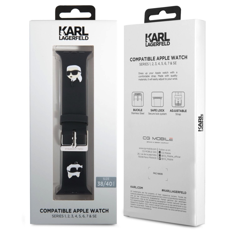 Karl Lagerfeld Karl és Choupette Head NFT szíj Apple Watch-hoz 38/40/41 fekete