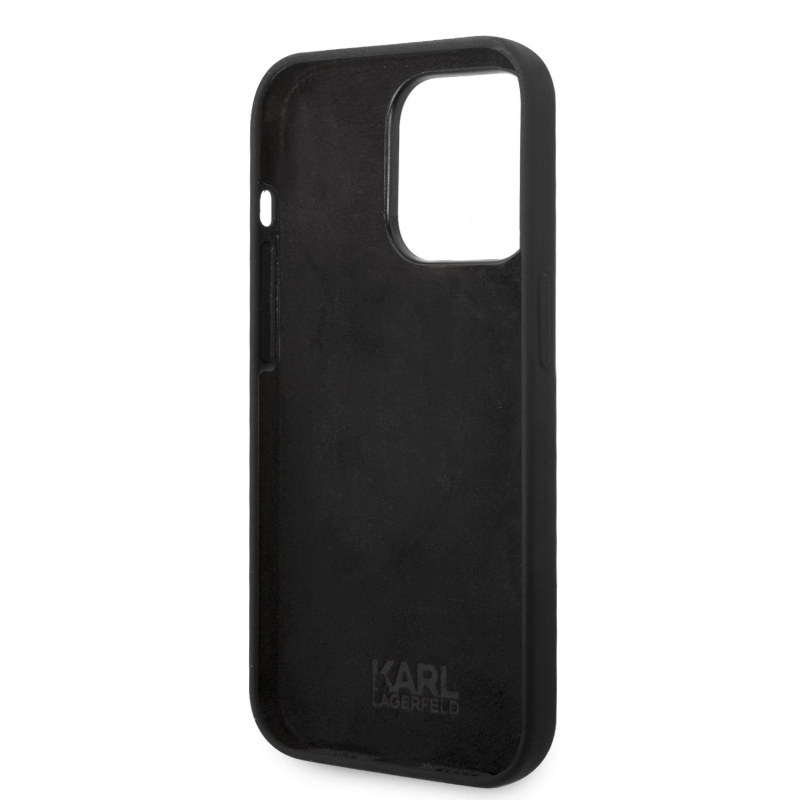 Karl Lagerfeld folyékony szilikon Choupette NFT hátlap iPhone 14 Pro Max-hoz Fekete