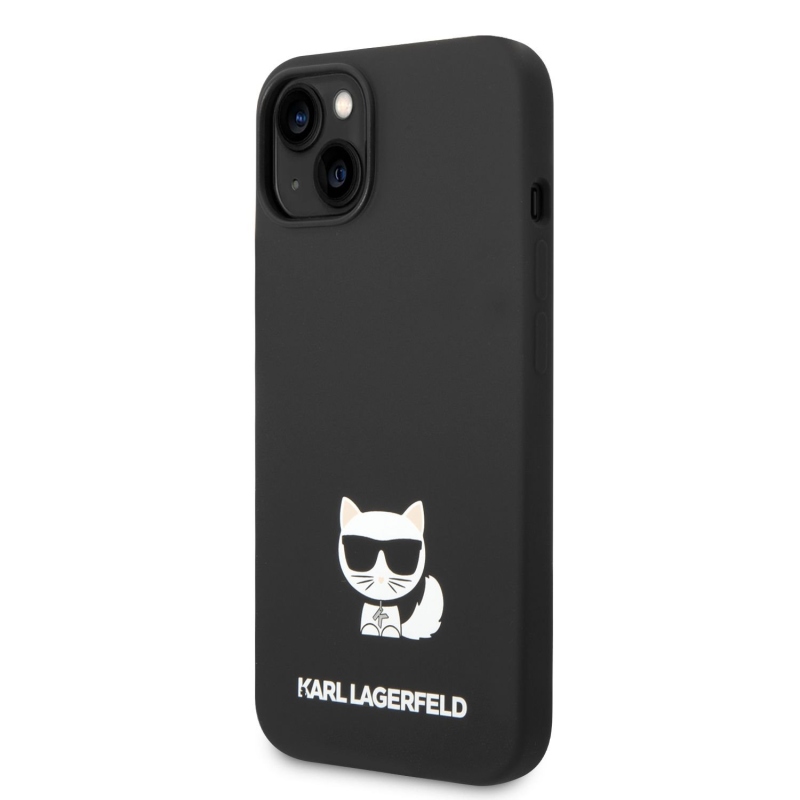 Karl Lagerfeld Liquid Silicone Choupette hátlap iPhone 14 Plus fekete színűre
