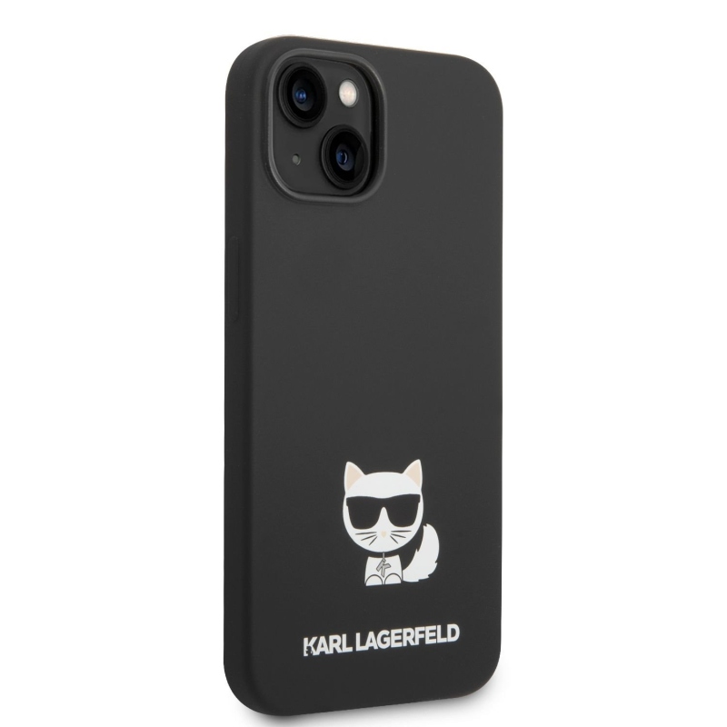Karl Lagerfeld Liquid Silicone Choupette hátlap iPhone 14 Plus fekete színűre