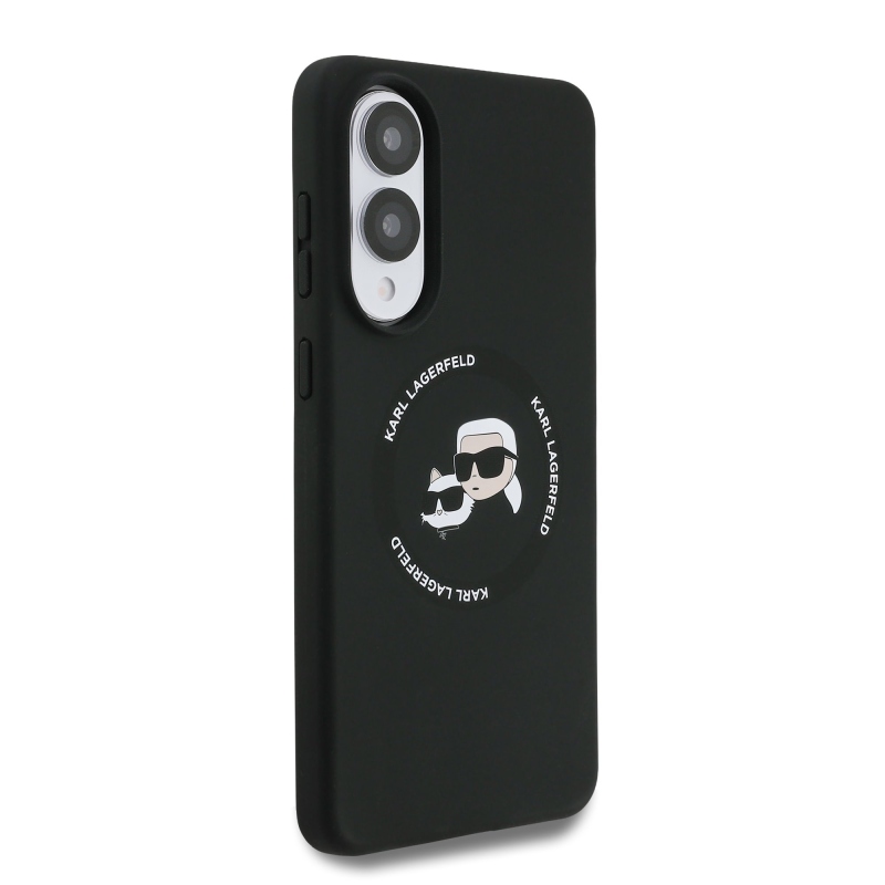 Karl Lagerfeld Folyékony szilikon dupla fejű MagSafe hátlap Samsung Galaxy S25 Edge fekete