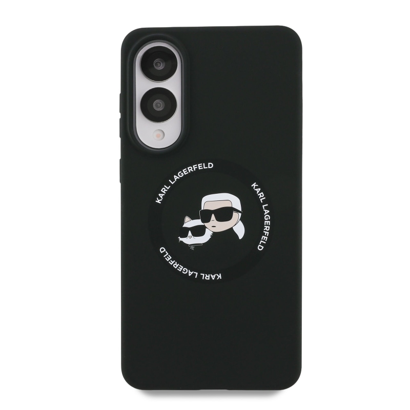 Karl Lagerfeld Folyékony szilikon dupla fejű MagSafe hátlap Samsung Galaxy S25 Edge fekete