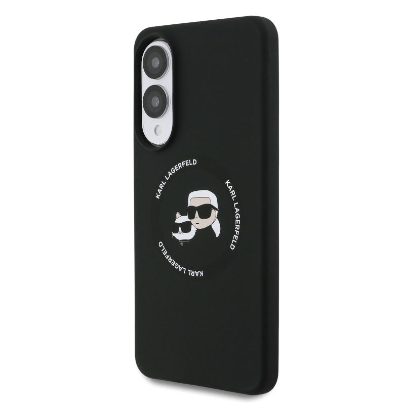 Karl Lagerfeld Folyékony szilikon dupla fejű MagSafe hátlap Samsung Galaxy S25 Edge fekete