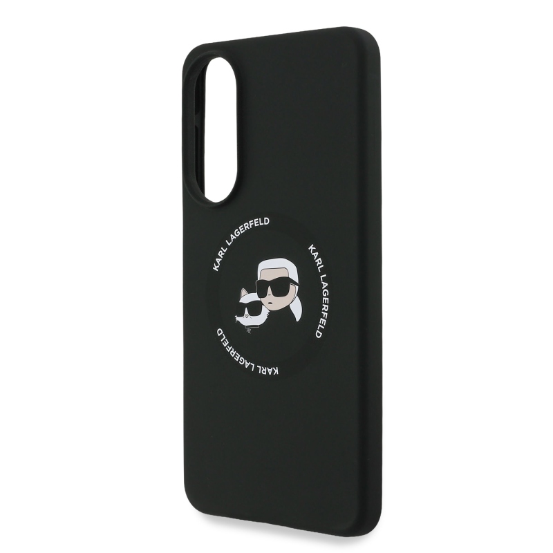 Karl Lagerfeld Folyékony szilikon dupla fejű MagSafe hátlap Samsung Galaxy S25 Edge fekete