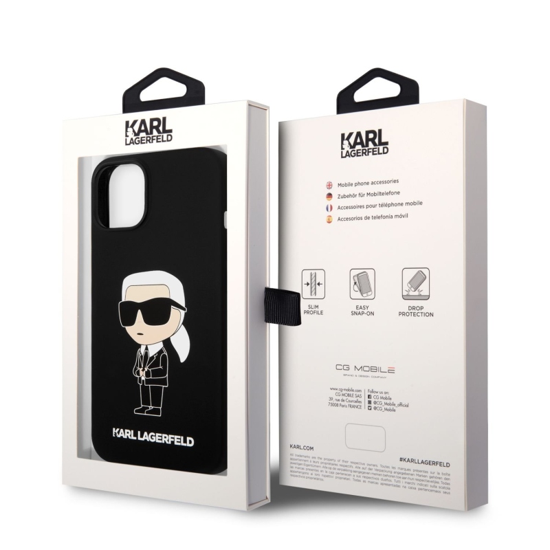 Karl Lagerfeld Folyékony szilikon Ikonik NFT hátlap iPhone 14 Plus-hoz Fekete