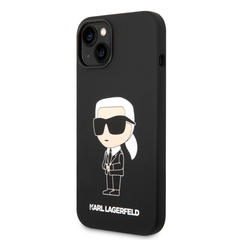 Karl Lagerfeld Folyékony szilikon Ikonik NFT hátlap iPhone 14 Plus-hoz Fekete