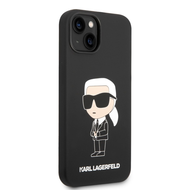Karl Lagerfeld Folyékony szilikon Ikonik NFT hátlap iPhone 14 Plus-hoz Fekete