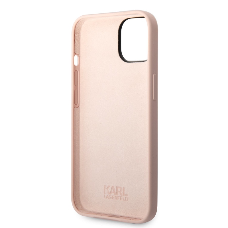 Karl Lagerfeld folyékony szilikon Ikonik NFT hátlap iPhone 14 Plus rózsaszínű készülékhez