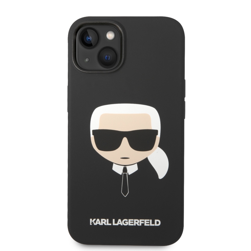 Karl Lagerfeld Liquid szilikon Karl Head hátlap iPhone 14 Plus készülékhez fekete