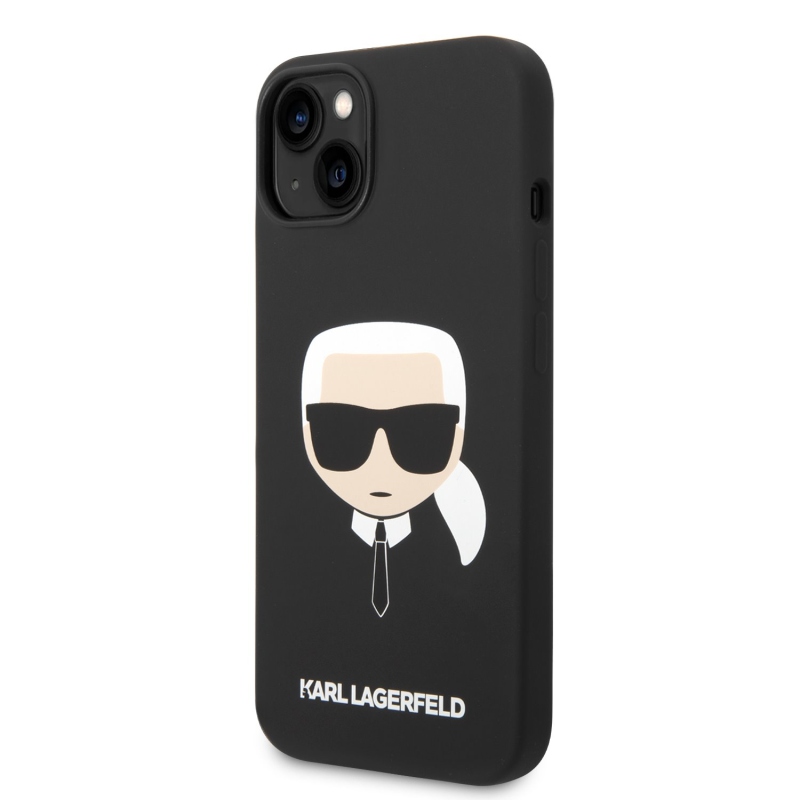 Karl Lagerfeld Liquid szilikon Karl Head hátlap iPhone 14 Plus készülékhez fekete