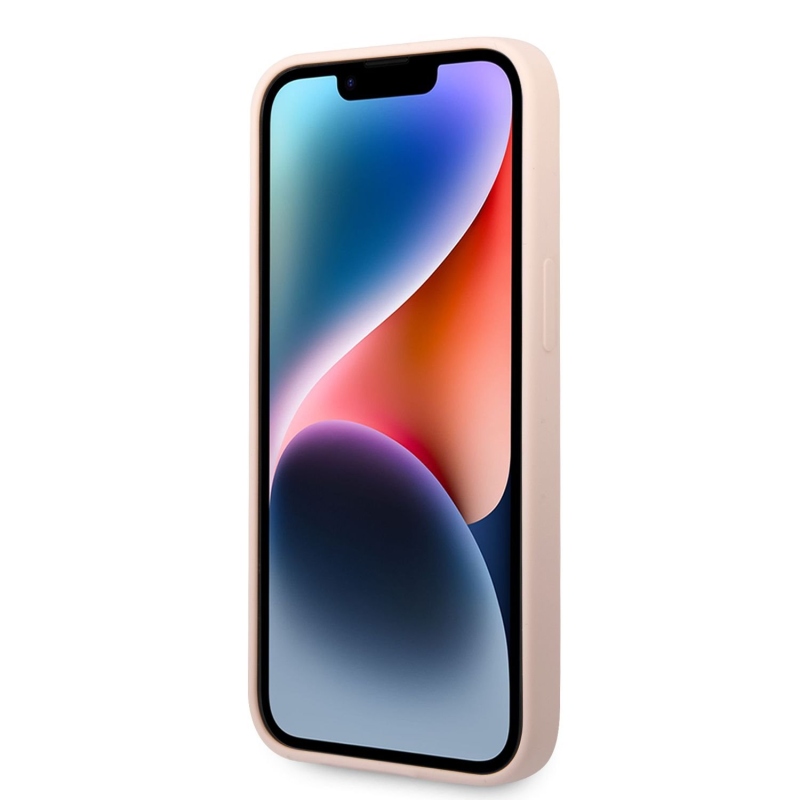 Karl Lagerfeld folyékony szilikon Karl Head hátlap iPhone 14 Plus rózsaszínű készülékhez