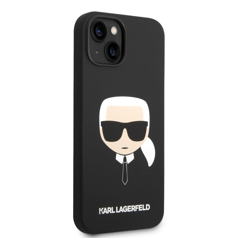 Karl Lagerfeld MagSafe Cover folyékony szilikon Karl Head iPhone 14 Plus készülékhez fekete