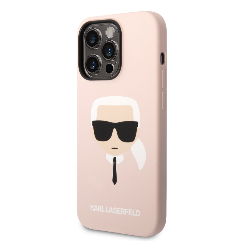Karl Lagerfeld MagSafe Cover folyékony szilikon Karl Head iPhone 14 Pro Max készülékhez rózsaszínű