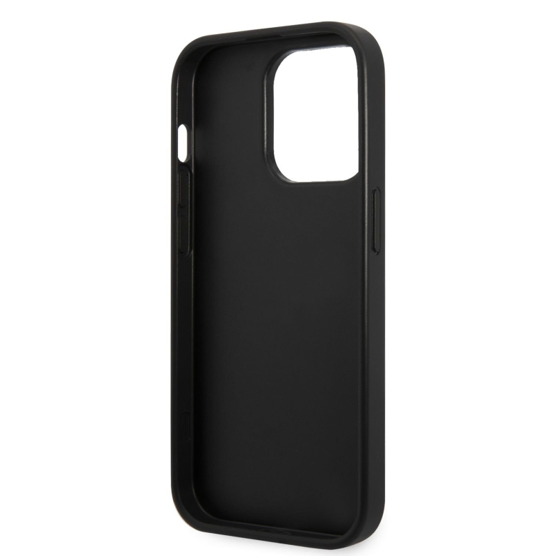 Karl Lagerfeld PU szemcsés bőr Logomania hátlap iPhone 14 Pro Max-hoz Fekete