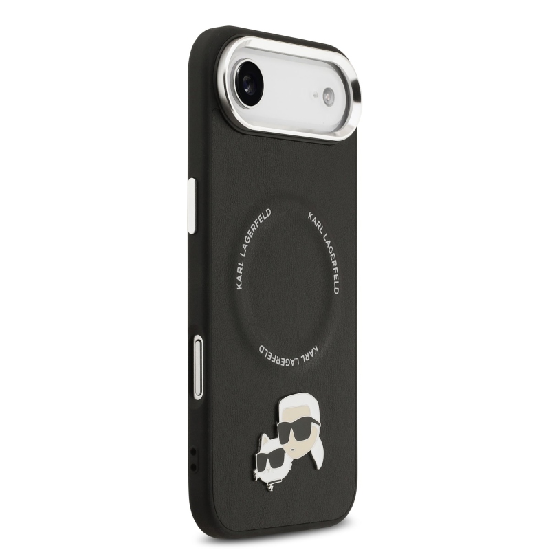 Karl Lagerfeld PU Karl és Choupette fejek Pins MagSafe hátlapi borító az iPhone Air készülékhez Fekete