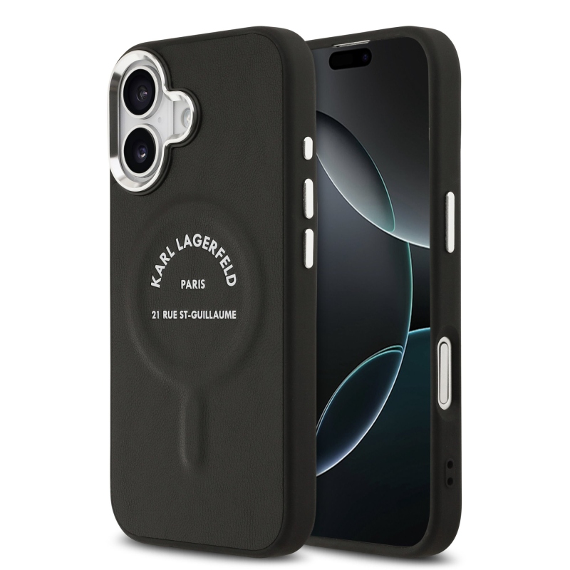 Karl Lagerfeld PU RSG logós MagSafe hátlap iPhone 17-hez, fekete