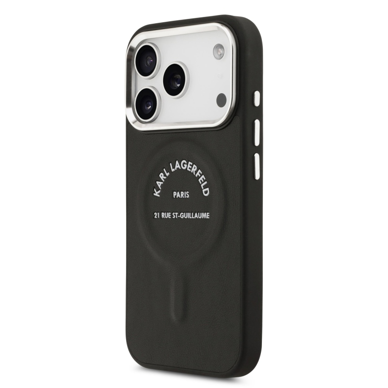 Karl Lagerfeld PU RSG logós MagSafe hátlap iPhone 17 Pro Maxhoz, fekete