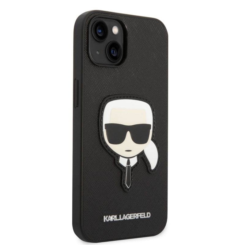 Karl Lagerfeld PU Saffiano Karl Head hátlap iPhone 14 Plus készülékhez fekete