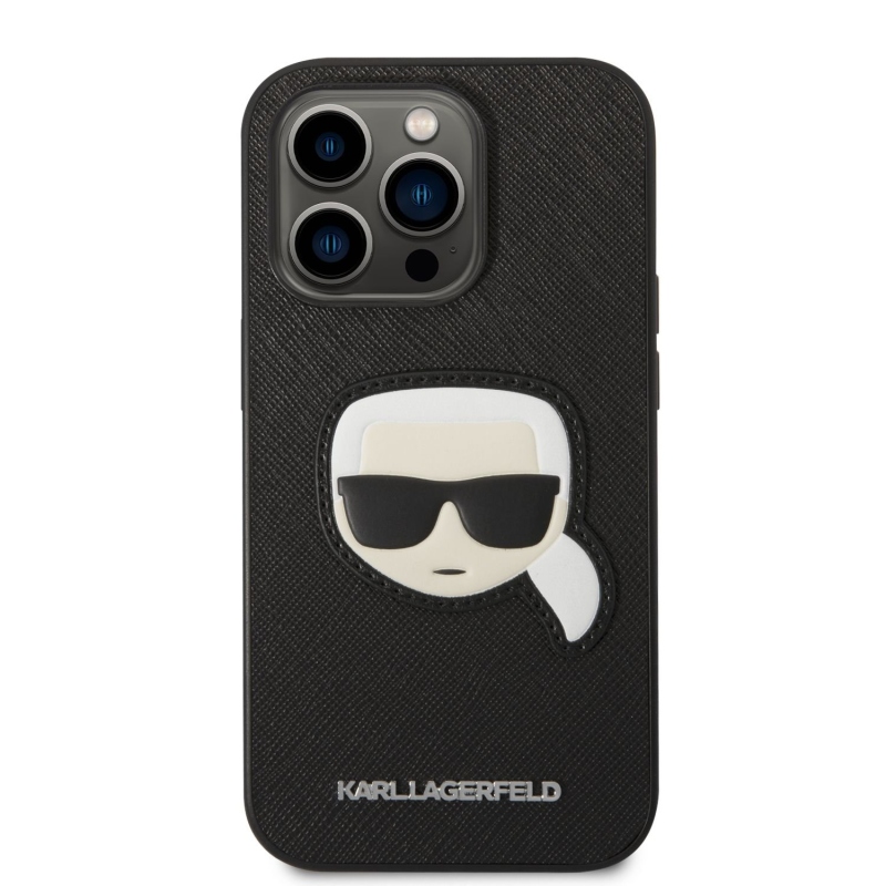 Karl Lagerfeld PU Saffiano Karl Head hátlap az iPhone 14 Pro Max készülékhez fekete