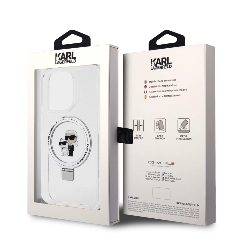 Karl Lagerfeld Ringstand Karl és Choupette MagSafe hátlapi borító iPhone 15 Pro Max készülékhez Fehér
