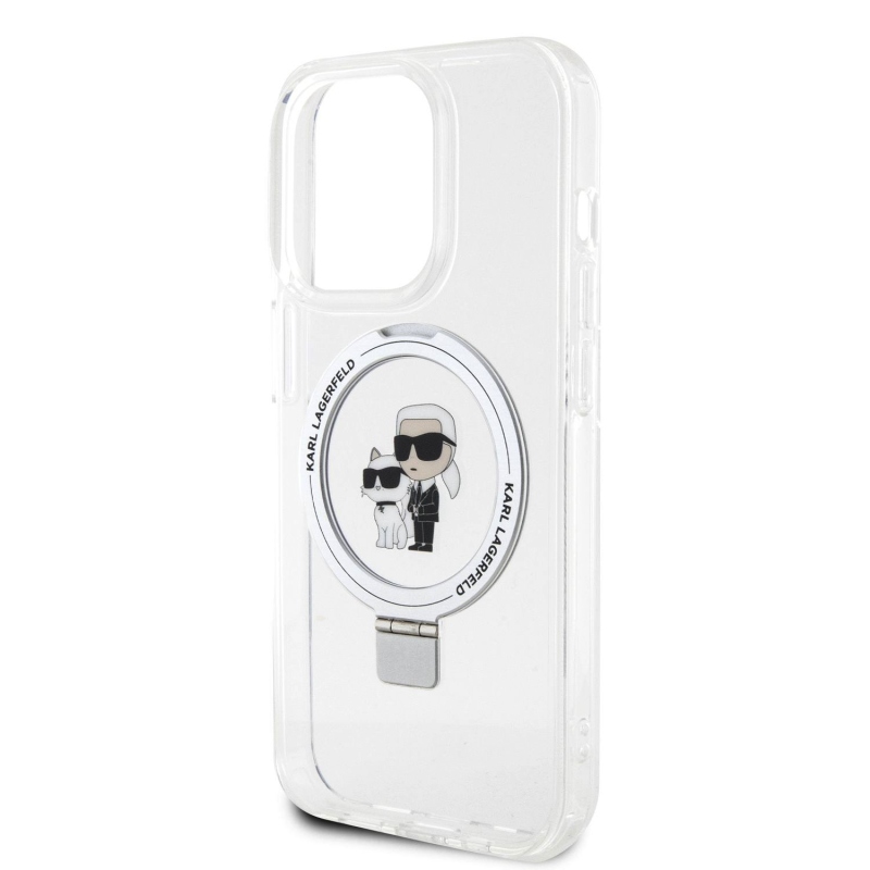 Karl Lagerfeld Ringstand Karl és Choupette MagSafe hátlapi borító iPhone 15 Pro Max készülékhez Fehér