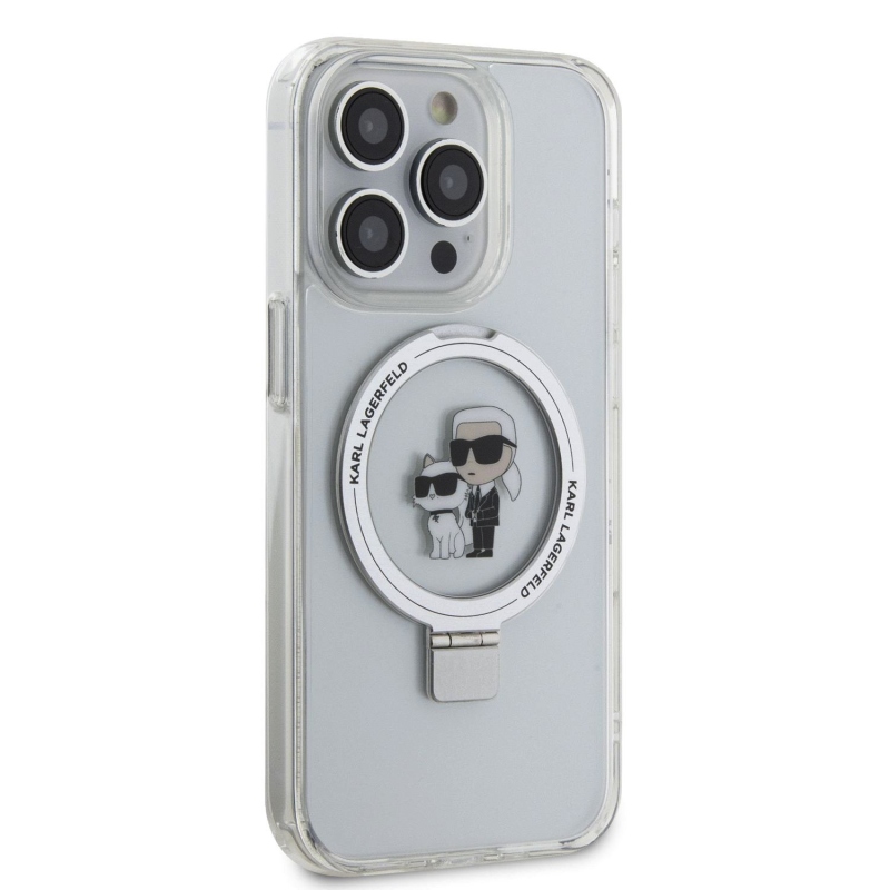 Karl Lagerfeld Ringstand Karl és Choupette MagSafe hátlapi borító iPhone 15 Pro Max készülékhez Fehér