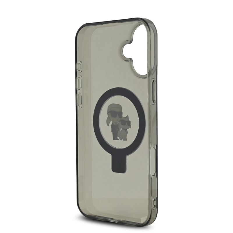 Karl Lagerfeld Ringstand Karl és Choupette MagSafe hátlapi borító iPhone 16-hoz Fekete