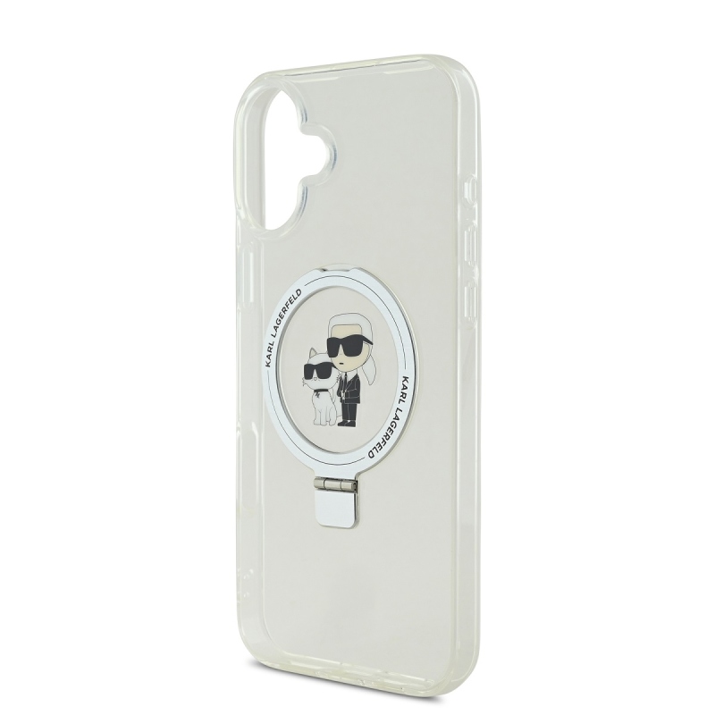Karl Lagerfeld Ringstand Karl és Choupette MagSafe hátlapi borító iPhone 16 Plus készülékhez Fehér
