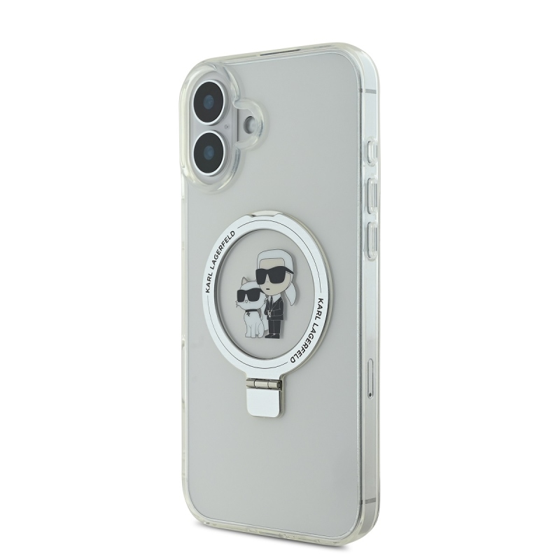 Karl Lagerfeld Ringstand Karl és Choupette MagSafe hátlapi borító iPhone 16 Plus készülékhez Fehér
