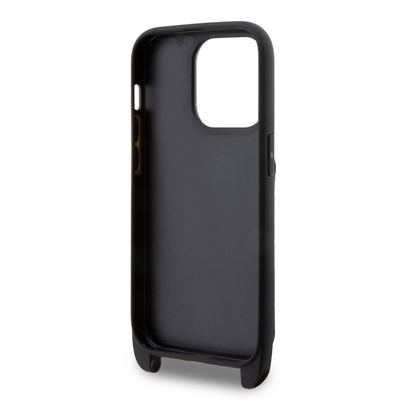 Karl Lagerfeld Saffiano Crossbody Karl és Choupette NFT borító iPhone 14 Pro Max-hoz Fekete