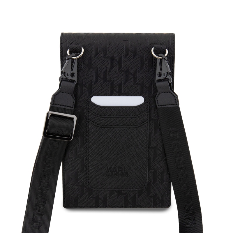 Karl Lagerfeld Saffiano monogramos pénztárca telefonos táska Choupette NFT fekete