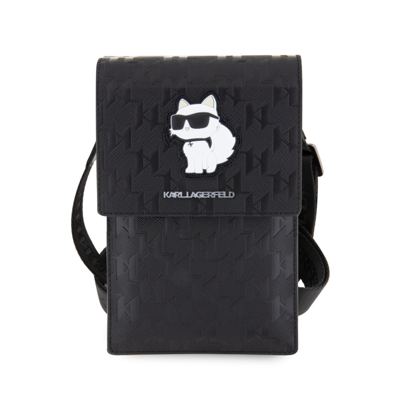 Karl Lagerfeld Saffiano monogramos pénztárca telefonos táska Choupette NFT fekete
