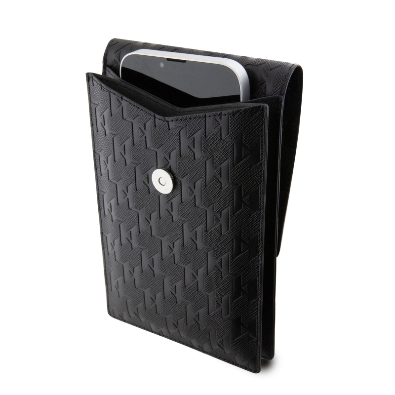Karl Lagerfeld Saffiano monogramos pénztárca telefonos táska Choupette NFT fekete