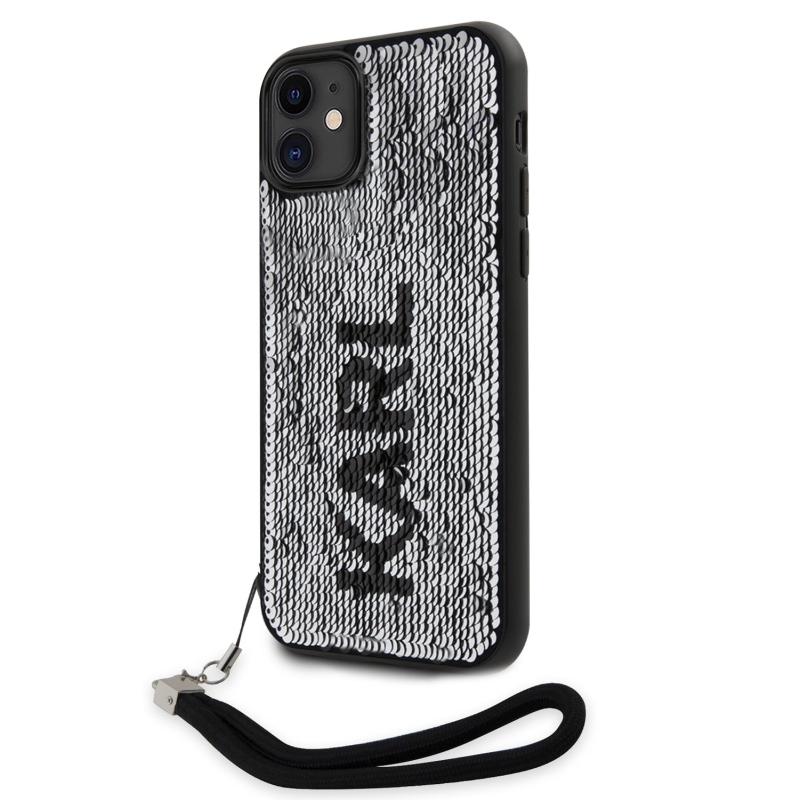 Karl Lagerfeld flitterek Fordítható hátlap iPhone 11 fekete/ezüst színű borítóhoz