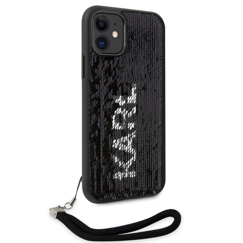 Karl Lagerfeld flitterek Fordítható hátlap iPhone 11 fekete/ezüst színű borítóhoz