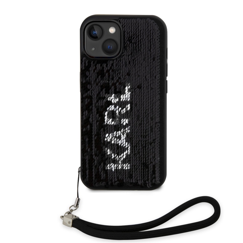 Karl Lagerfeld flitterek Fordítható hátlap iPhone 14 fekete/ezüst színű iPhone 14 készülékhez