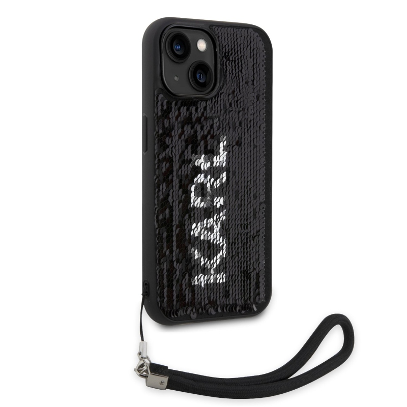 Karl Lagerfeld flitterek Fordítható hátlap iPhone 14 fekete/ezüst színű iPhone 14 készülékhez